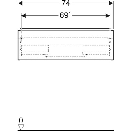 Szafka pod umywalkę iCon, z jedną szufladą 74 cm x 24,7 cm x 47,6 cm, biały / lakierowany na wysoki połysk, biały / matowy