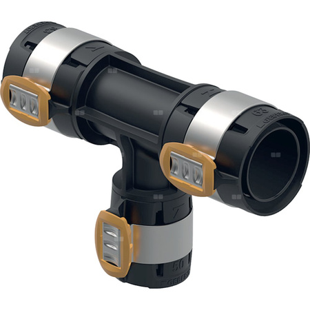 Trójnik redukcyjny Geberit FlowFit: Materiał=PPSU, d=63mm, d1=50mm, d2=63mm