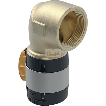 Kolano przejściowe 90' GEBERIT FlowFit, brąz bezołowiowy, 1 1/2'' x 50 mm (GW x łącznik zaprasowywany)