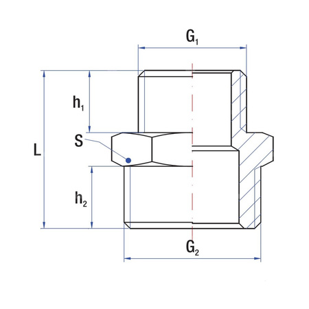 Nypel redukcja RUMET mosiądz 3/8'' x 1/4'' (GZ x GZ)