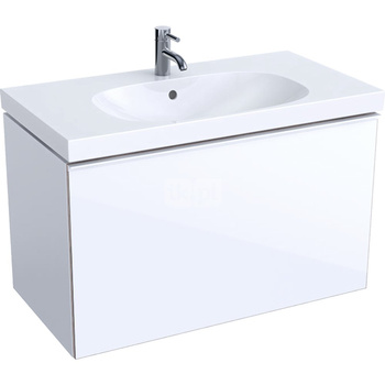 Dolna szafka pod umywalkę Acanto, B90, z 1 szufladą i 1 szufladą wewnętrzną, syfon oszczędzający przestrzeń, biała