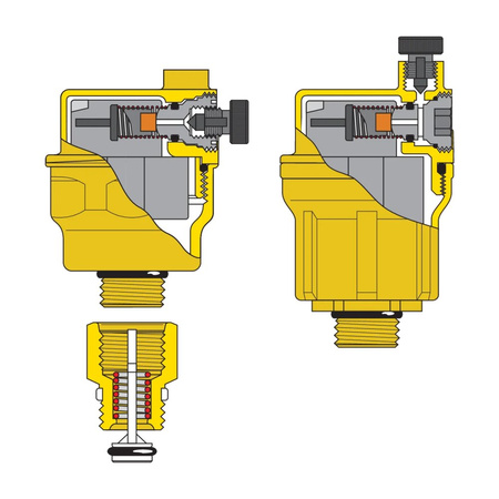 ROBOCAL - Automatyczny zawór odpowietrzający. Upust poziomy 1/4" GZ