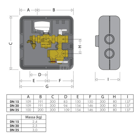 Zestaw przyłączeniowy dla klimakonwektorów ze zwężką Venturiego DN 20 kv=0,25