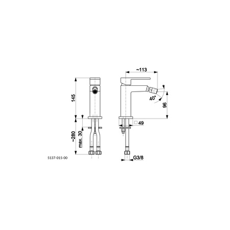 Bateria bidetowa KFA Armatura LOGON click clack, kolor czarny