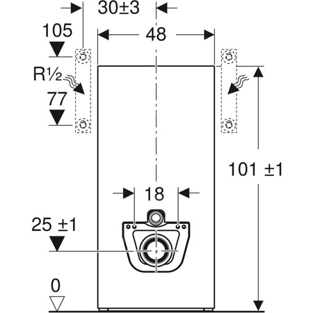 Moduł sanitarny do WC wiszącego GEBERIT Monolith, 1010 mm x 480 mm x 106 mm, regulacja wysokości, front: imitacja betonu, bok: aluminium