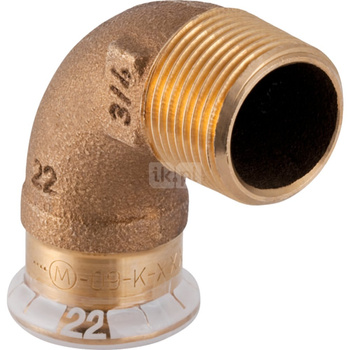 Kolano 90' GEBERIT Mapress Kupfer przejściowe, Cu, 15 mm, DN 12 x 3/8'' (mufa zaprasowywana x gz), (głębokość: 12 mm) z uszczelką