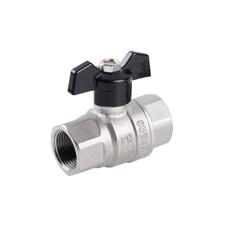 Zawór kulowy PERFEXIM HUZAR typ ciężki PHA-200/3 mosiądz niklowany 1'' gw x gw, uchwyt: motylek