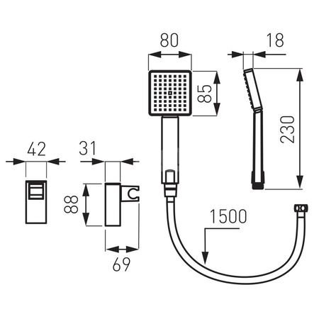 AMIGO VERDELINE zestaw natryskowy punktowy 1F, chrom