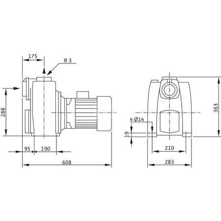 Pompa samozasysająca pozioma WILO Drain LPC Żeliwo, fi zew. wylot 80 mm, częstotliwość 50 Hz, pobór mocy silnika 5 kW (3~400, 50 Hz)