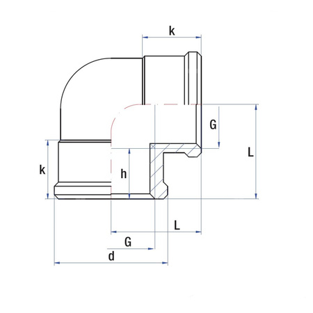 Kolano 90' RUMET mosiądz 3/4'' x 3/4'' (GW x GW), 29.5 mm