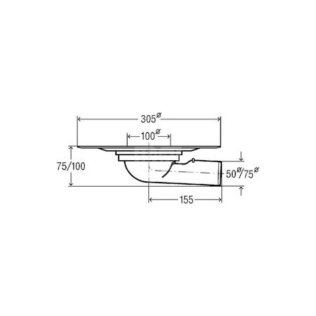 Advantix-odpływ balkonowy/tarasowy korpus nr wzoru 4943.21 DN: 70 wydajność odpływu przy wysokości spiętrzenia 35 mm (wg PN-EN 1253): 3 odpływ poziomy