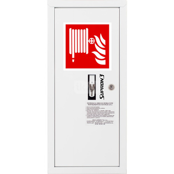 Hydrant DN52 zawieszany boczny z koszem, wąż 15m, zamek patent, RAL 9003 lewy