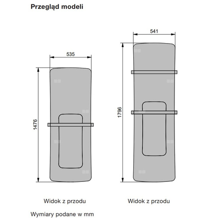 Grzejnik płytowy ZEHNDER Folio Hybrid wym. 1796 x 540 mm, kolor czarny RAL9005, moc 648 W