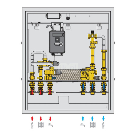 Stacja mieszkaniowa przeznaczona do przygotowania c.w.u. oraz ogrzewania, elektroniczna, wysokoparametrowa, 40 kW, bez pompy