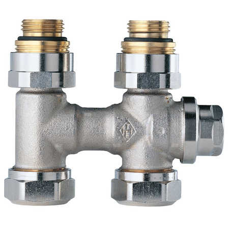 Vekolux Rp1/2 - Zestaw przyłączeniowy do grzejników dolnozasilanych z wkładką zaworową z funkcją odcięcia i opróżniania, prosty