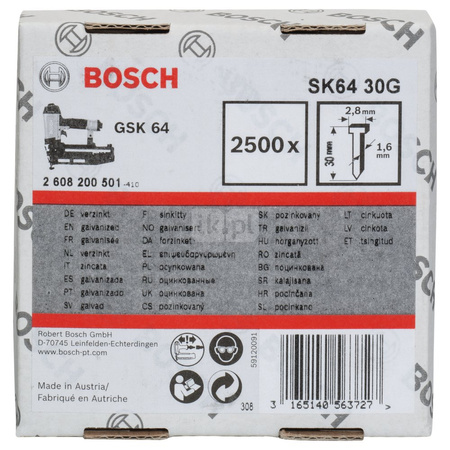 GWÓŹDŹ SK64 30G 1.6MM 2'500 PC