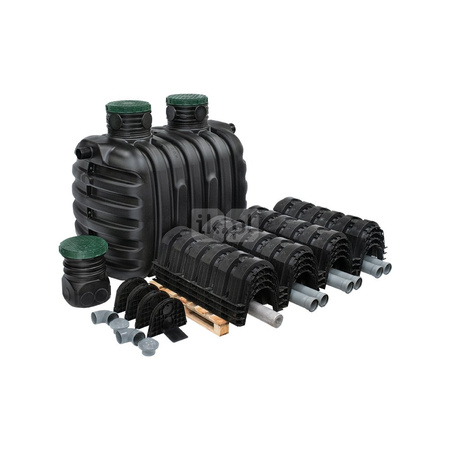 Epureco7 3400L zestaw komory - przydomowa jednozbiornikowa oczyszczalnia z tunelami, oczyszczalnia drenażowa dla 5-6 RLM, tworzywowa oczyszczalnia mechaniczna , plastikowa oczyszczalnia ekologiczna , drenażówka , zestaw z tunelami , zestaw z komorami , pr