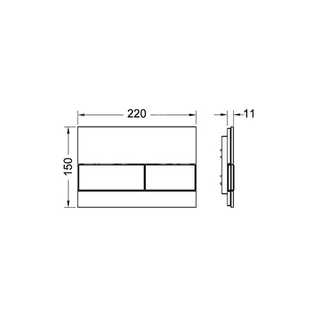 Przycisk spłukujący do stelaża (Mechaniczny) TECE square szkło, kolor czarny / stal nierdzewna szczotkowana "anti-fingerprint"