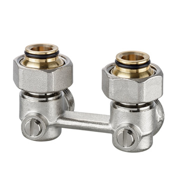 Vekotrim G3/4 - Zestaw przyłączeniowy do grzejników dolnozasilanych z wkładką zaworową z funkcją odcięcia, kątowy