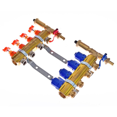 Rozdzielacz do ogrzewania podłogowego QIK Optimo STANDARD III - RMSZT-1-50 13-obieg. mosiądz gw 1'' x gz 3/4'' + przepływomierz