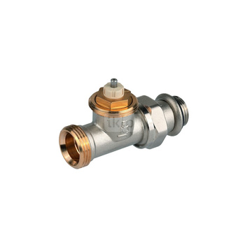 Zawór termostatyczny, prosty, wkładka SX, DN15, gwint zewnętrzny 3/4", ze złączką do grzejnika z uszczelnieniem miękkim