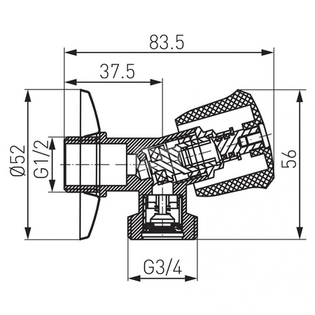 Zawór wodny FERRO Grzybkowy kątowy gz 1/2'' x gz 3/4''