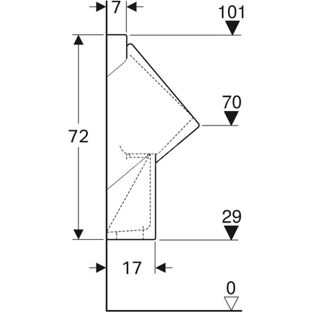 Pisuar Geberit Centaurus, tryb hybrydowy, dopływ z tyłu, odpływ do tyłu lub w dół
