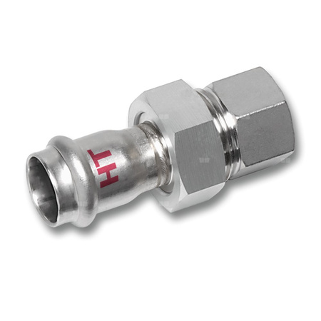 Śrubunek SANHA NiroSan Press Industry z uszczelką trzyczęść., stal nierdzewna, 35 mm x 1 1/4'' (zw x GW)