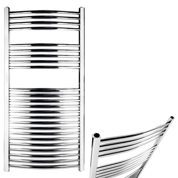 Grzejnik drabinkowy FERRO Łuk, podłączenie dolne, rozstaw 555, wym. 1200 x 600 mm, kolor chrom, moc 401W