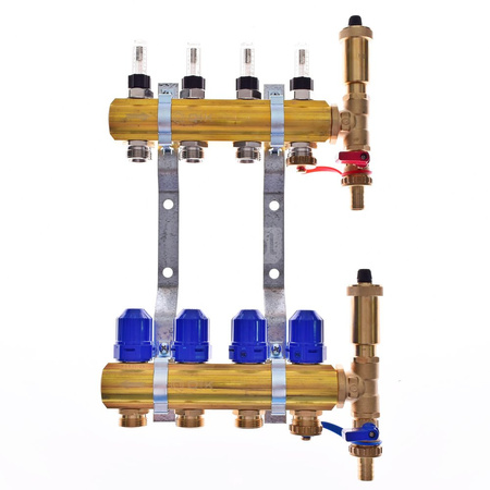 Rozdzielacz do ogrzewania podłogowego QIK Optimo MAGNET STD III - RMSZT-1-50-M 13-obieg. mosiądz GW 1'' x GZ 3/4'' + przepływomierz