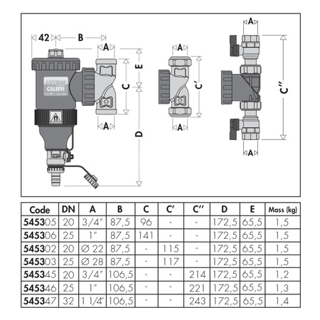 Separator CALEFFI DIRTMAG®, 3 bar / 90'C, 22 mm, z wkładem magnesowym