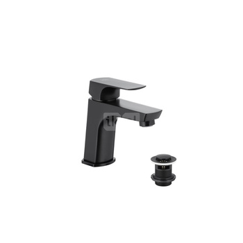 Bateria umywalkowa stojąca KFA Armatura MOKAIT click clack, czarny, montaż blat / otwór na baterię
