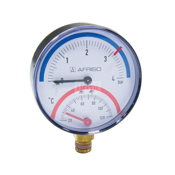 Termomanometr TM 80, fi80 mm, 0 - 4 bar, 20 - 120'C, G1/4'', rad, kl. 2,5