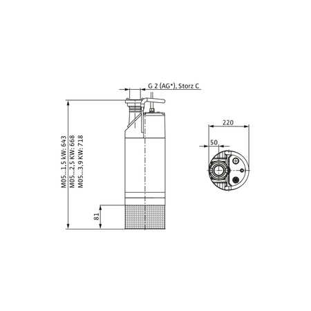 Pompa zanurzeniowa do ścieków WILO Padus PRO M05/T015-540/A aluminium 3 x 400 V, moc 1.81 W 50 Hz