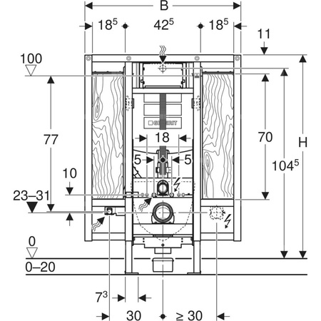Stelaż podtynkowy do WC GEBERIT Duofix specjalny + Sigma, 1120 x 880 x 170 mm, ze spłuczką