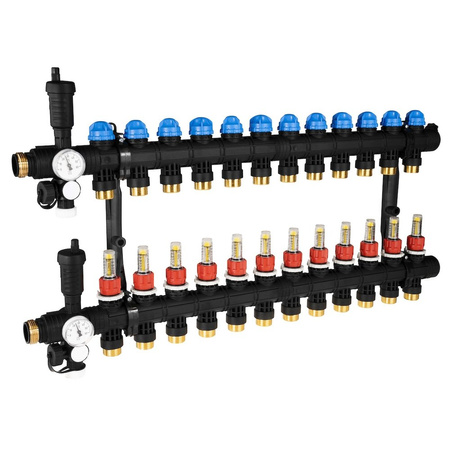 Rozdzielacz do ogrzewania podłogowego AFRISO ProCalida EF1 12-obieg. poliamid GZ 1'' x Euroconus 3/4''