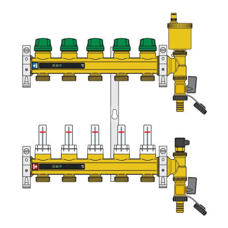 DYNAMICAL - Zespół rozdzielaczy 1" x 4 wyjścia, 3/4" M