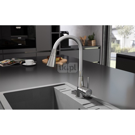 Bateria zlewozmywakowa FERRO ZUMBA II, kolor chrom, srebrna elastyczna wylewka 2f