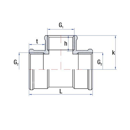 Złącze trójnik redukcja RUMET Mosiądz 1'' x 1/2'' x 1'' (GW x GW x GW)