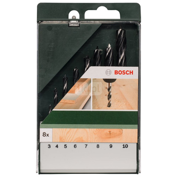 8-częściowy zestaw Wierteł spiralnych do drewna 3,0, 4,0, 5,0, 6,0, 7,0, 8,0, 9,0, 10,0 mm