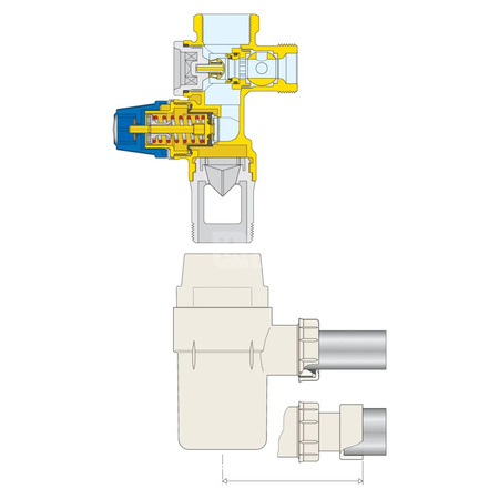 Hydrauliczna grupa bezpieczeństwa do zasobników c.w.u. z zaworem odcinającym i zaworem zwrotnym z możliwością nadzoru 1/2"