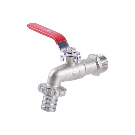 Zawór kulowy PERFEXIM 3102 mosiądz niklowany czerpalny, PN10 1'' gz x przyłącze do węża, uchwyt: dźwignia