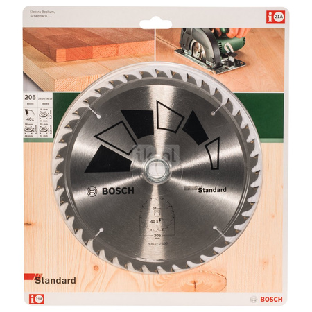 Tarcza pilarska STANDARD D = 205 mm, otwór = 24/20 mm, Z = 40