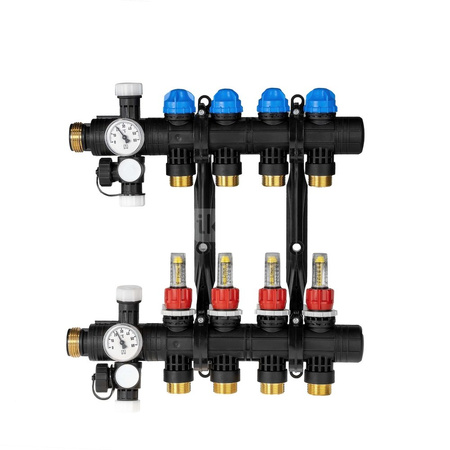 Rozdzielacz do ogrzewania podłogowego AFRISO ProCalida EF1 4-obieg. poliamid GZ 1'' x Euroconus 3/4''