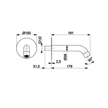 Wylot wannowy MOZA podtynkowy, czarny