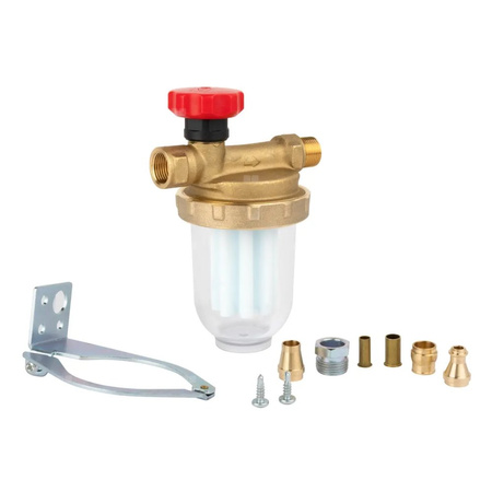 Filtr olejowy AFRISO V500Sijednorurowy fi 3/8''/3/8'' GW x GZ, z wkładem plastikowym, maks. przepływ 250 l/h