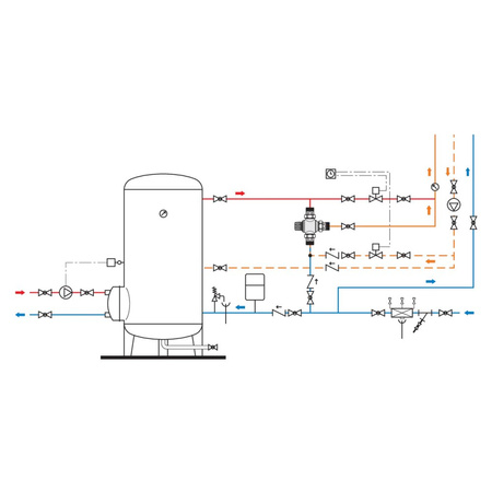 Regulowany termostatyczny zawór mieszający z wymiennym wkładem do systemów scentralizowanych 1"