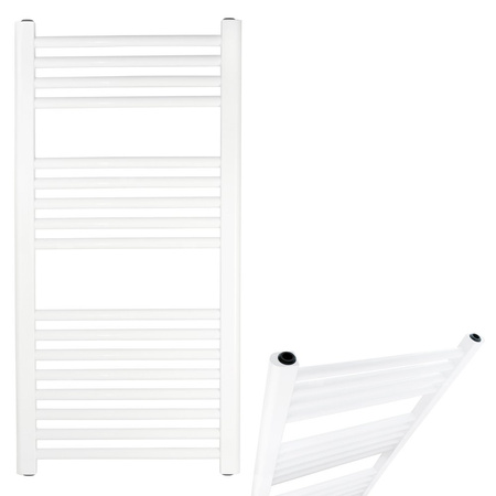 Grzejnik drabinkowy FERRO Prosty, podłączenie dolne, rozstaw 555, wym. 900 x 600 mm, kolor biały, moc 458W