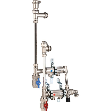 Rozdzielacz do instalacji c.o. GEBERIT Volex mosiądz (niklowany) GW 1'', 2-obieg. Eurokonus 3/4''