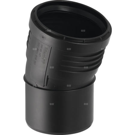 Kolano 15' GEBERIT Silent-PP, PP / PP, 160 mm, DN 150 x 160 mm x DN 150 (końcówka wciskowa x mufa wciskowa), (głębokość: 17 mm) z uszczelką